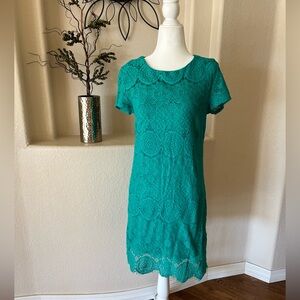 Laundry by Shelli Segal Green Lace Medallion Dress Cap Sleeve Size 6
